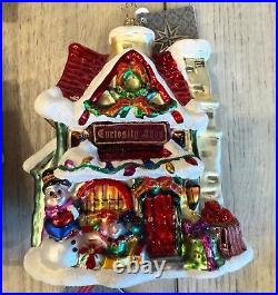 Christopher Radko Set 12 Glass Christmas Ornaments Town Village Set