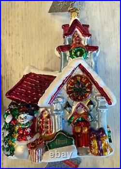 Christopher Radko Set 12 Glass Christmas Ornaments Town Village Set