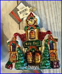 Christopher Radko Set 12 Glass Christmas Ornaments Town Village Set