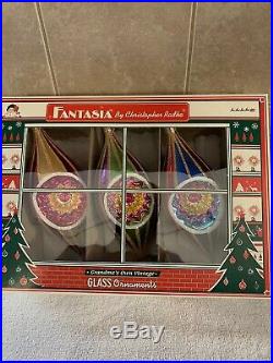 Christopher Radko Set of 3 Fantasia Blown Glass Ornaments Carnival Comet
