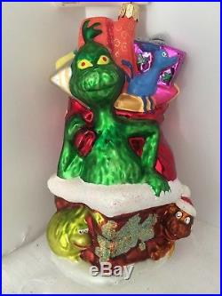 Christopher Radko Seuss's Wubbulous World Grinch Up On The Rooftop Ornament Nib