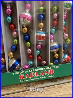 Christopher Radko Shiny Brite Design Christmas Glass Confetti Garland 7 Foot