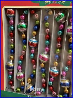 Christopher Radko Shiny Brite Design Christmas Glass Confetti Garland 7 Foot