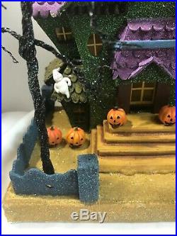 Christopher Radko Shiny Brite Halloween Haunted House Glitter Cardboard 10