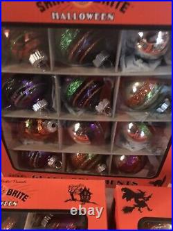 Christopher Radko Shiny Brite Halloween Med. Ornaments 5 Boxes of 12 Var. Types