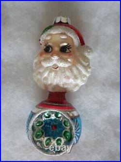 Christopher Radko Shiny Brite Indent Ornaments Set Reindeer Snowman Santa Rare