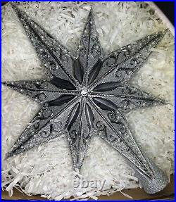 Christopher Radko Silver Stellar Christmas Tree Topper Star 1017493 Finial