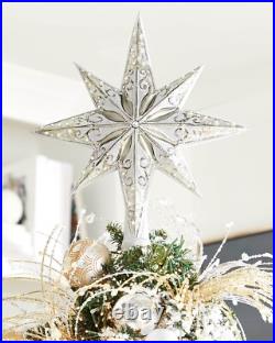 Christopher Radko Silver Stellar Glass Finial Tree Topper Hand Crafted