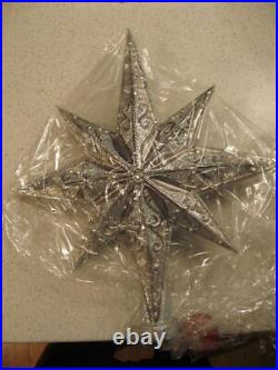 Christopher Radko Silver Stellar Glass Finial Tree Topper Hand Crafted