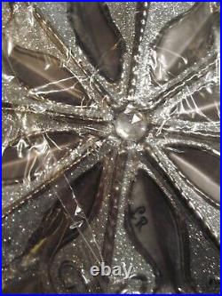 Christopher Radko Silver Stellar Glass Finial Tree Topper Hand Crafted