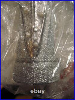 Christopher Radko Silver Stellar Glass Finial Tree Topper Hand Crafted