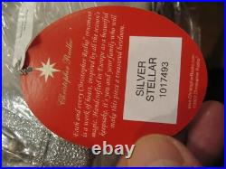 Christopher Radko Silver Stellar Glass Finial Tree Topper Hand Crafted