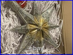 Christopher Radko Silver Stellar Star Finial Tree Topper Ornament