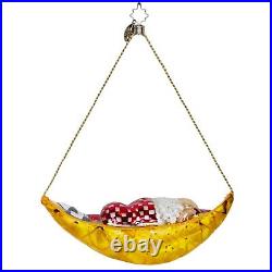 Christopher Radko Sleepy Time Santa Hammock Glass Christmas Ornament