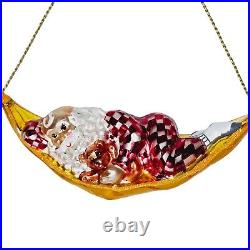 Christopher Radko Sleepy Time Santa Hammock Glass Christmas Ornament