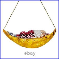 Christopher Radko Sleepy Time Santa Hammock Glass Christmas Ornament