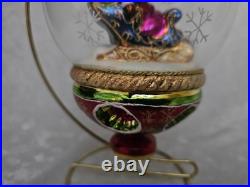 Christopher Radko Sleighride Supreme 7.5 Ornament Santa Snowglobe 2004