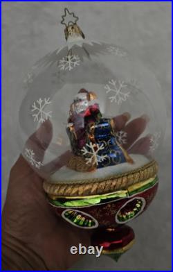 Christopher Radko Sleighride Supreme 7.5 Ornament Santa Snowglobe 2004