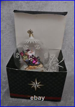 Christopher Radko Sleighride Supreme 7.5 Ornament Santa Snowglobe 2004