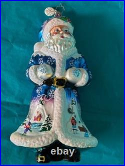 Christopher Radko Snow Nick Mouth-blown European Glass Ornament Glitter Trim