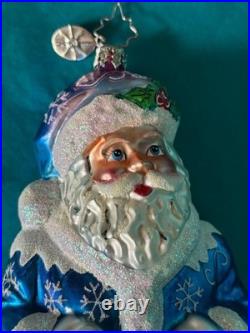 Christopher Radko Snow Nick Mouth-blown European Glass Ornament Glitter Trim Christopher Radko Snow Nick Mouth-blown European Glass Ornament Glitter Trim