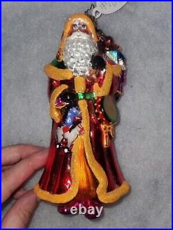 Christopher Radko Snowbeard Sparkle Red/Orange Christmas Ornament #1011850 NWT