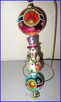 Christopher Radko Snowman Reflector Drop Christmas Ornament AS IS REPAIRED