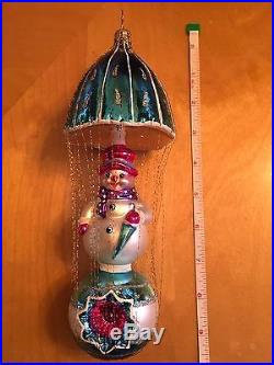 Christopher Radko Snowman Vintage Glass Christmas Ornament Reflector/Wire