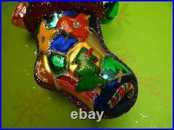 Christopher Radko Snowpatch Holidays Sock Glass Ornament