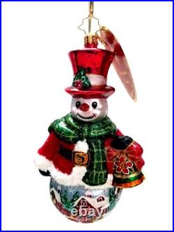 Christopher Radko Snowy Sentinel #1022504 Snowman With Painted Scene