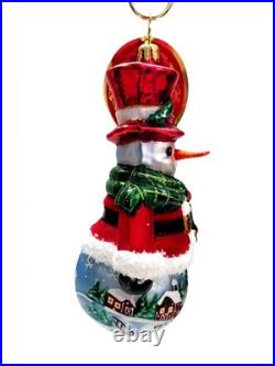 Christopher Radko Snowy Sentinel #1022504 Snowman With Painted Scene