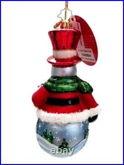 Christopher Radko Snowy Sentinel #1022504 Snowman With Painted Scene