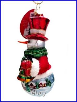 Christopher Radko Snowy Sentinel #1022504 Snowman With Painted Scene