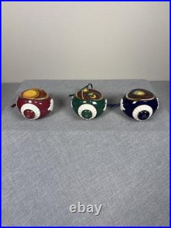 Christopher Radko Spectrum Swirl Trio Glass Reflector Ornaments Set