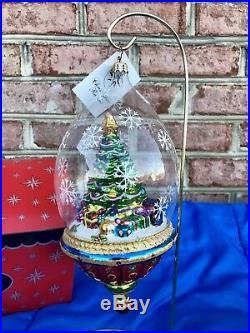Christopher Radko Splendid Spruce Christmas Tree Snow Globe Style Ornament RARE