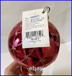 Christopher Radko Star Reflection Red Pink Indent Glass Christmas Ornament