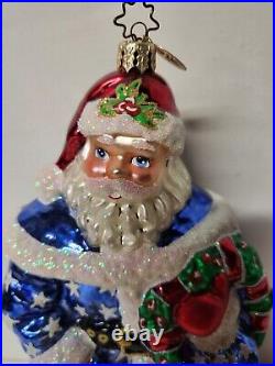 Christopher Radko Stars And Stripes Patriotic Santa 9 Christmas Ornament