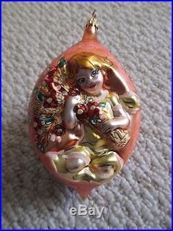 Christopher Radko Summer Dreams Ornament 1998 Girl with flower bouquet RARE