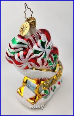 Christopher Radko Sweet Ride Santa Claus on Sled Christmas Ornament
