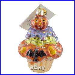 Christopher Radko TREATS ON SWEETS Blown Glass Ornament Halloween Cupcake