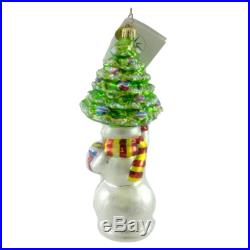 Christopher Radko TREE TOPPER Blown Glass Ornament Snowman Christmas
