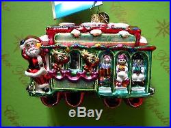 Christopher Radko TROLLEY JOLLY and HEADING TO BLOOMIES (2 ORNAMENTS)