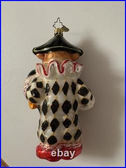 Christopher Radko Teddy Masquerade blown glass Christmas ornament, Preowned