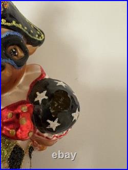 Christopher Radko Teddy Masquerade blown glass Christmas ornament, Preowned Christopher Radko Teddy Masquerade blown glass Christmas ornament, Preowned
