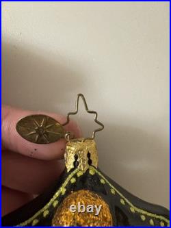 Christopher Radko Teddy Masquerade blown glass Christmas ornament, Preowned