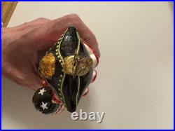 Christopher Radko Teddy Masquerade blown glass Christmas ornament, Preowned