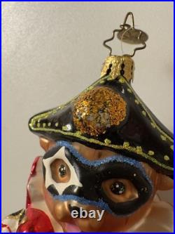 Christopher Radko Teddy Masquerade blown glass Christmas ornament, Preowned Christopher Radko Teddy Masquerade blown glass Christmas ornament, Preowned
