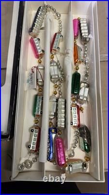 Christopher Radko Train Garland with Box AS IS READ 2 Cars Damaged