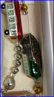 Christopher Radko Train Garland with Box AS IS READ 2 Cars Damaged