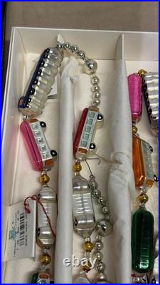 Christopher Radko Train Garland with Box AS IS READ 2 Cars Damaged